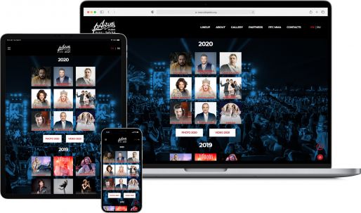 Affichage du site Web du festival de musique Parus sur ordinateur portable et appareils mobiles