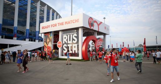 Site Coca-Cola avec espace photo à la Coupe du Monde de la FIFA 2018