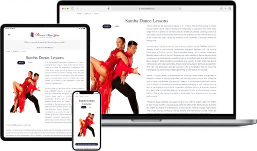 Site Web du studio de danse, page de description de la danse